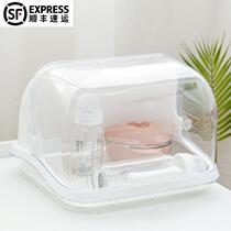 Transparent storage box baby bottle storage box bowl cleaning basin water cup finishing box baby tableware dust storage box