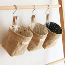 Manufacturer spot zakka cotton hemp Creative containing hanging bag door rear hanging wall Desktop debris jute containing storage bag
