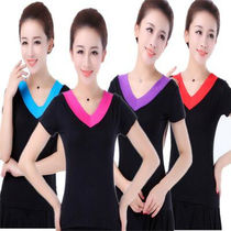 Square Dance Costume Ladies Long Sleeve Modal V-collar Top Dancing Dancing Clothes Dancing Clothes Pure Dance Clothes