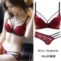 Lace sexual beauty back temptation wedding underwear bra set red cattle born year gathering small chest thick thin