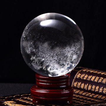 原矿天然白水晶球摆件原石打磨 玄关客厅卧室办公室店铺开业送礼
