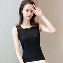 2021 summer and autumn Korean version of womens lace camisole vest female modal sleeveless inner tie slim base shirt small shirt tide