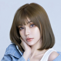 Wig short hair female summer real hair full real hair simulation natural full head sleeve type long hair wig hair wig set