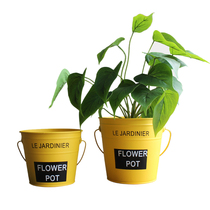 Wrought iron flower pot bucket Nordic small iron bucket Square American fleshy flower device Simple desktop storage bucket Home decoration