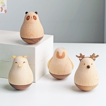 Baby puzzle early education creative wooden cartoon animal tumbler ornaments decompression toys birthday gifts small ornaments