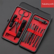 Black stainless steel accessories 12 pieces nail clippers set manicure beauty scissors pedicure pliers can be customized to print logo