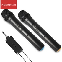 Wireless microphone one drag two moving coil microphone conference stage audio amplifier computer K song universal microphone