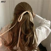 Retro French girl superfatigue ribbon butterfly knot ring long small fresh minimal head rope band F123