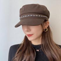 Japanese fashion octagonal hat women's autumn and winter beret British navy hat Korean version of Joker duck tongue newspaper boy bud hat