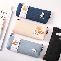 Pen bag female minimalist elementary school pupil cute zipper canvas stationery box in small crowd pencil box high school boy stationery bag large capacity network red collection bag Han edition pencil bag