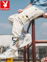 Playboy tooling pants mens summer thin nine-leg straight loose casual function paratroopers trousers