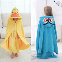 Childrens bath towel cloak with hooded baby bathrobe autumn and winter thickness than pure cotton absorbent special children can wear and wrap