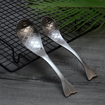 Simulation mermaid spoon exported to Europe food grade 304 stainless steel spoon rice spoon Dessert ice cream spoon