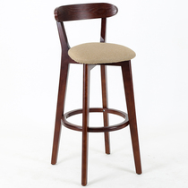 Bar chair Nordic solid wood simple bar stool retro American front desk restaurant high stool home backrest bar chair