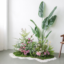 Simulation landscaping plant decoration decoration layout fake flowers green plant window flower art scene reed grass photo props