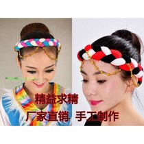 Tibetan stage performance headdress Ethnic minority dance National dance costume Female national hair ornaments Tibetan headdress braids