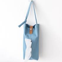 Japanese-style fabric canvas leather strap creative tissue box car paper bag foldable hanging paper sleeve