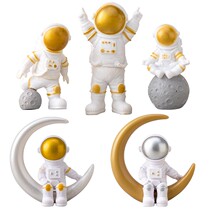 Space astronaut birthday cake ornaments childrens Galaxy Universe decoration black and white planet spacecraft year plug-in