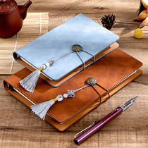 Ancient Wind Business Loose Leaf Notepad A6 Retro Leather Face China Knot Office Notebook Portable Small Number Diary