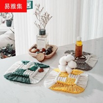 Hand-woven cotton rope thick anti-scalding heat insulation mat Heat-resistant table mat Coaster bowl mat Woven bohemian