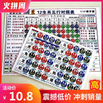 2021 Zodiac five elements comparison table Liuhe data spirit code scheduling wave color card color chart fortune reference