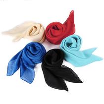 Solid color chiffon 90cm square scarf women spring and summer solid color thin chiffon scarf