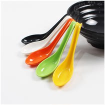 Restaurant color spoon with hook melamine household long handle imitation porcelain soup spoon spoon Ramen spoon Plastic spoon Spoon spoon