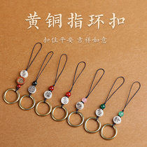 Brass ring mobile phone ring buckle metal universal dust plug pendant U disk pendant anti-lost lanyard handmade jewelry