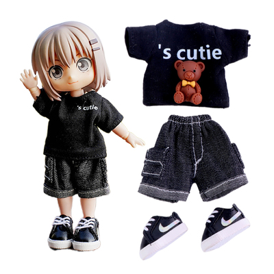 taobao agent Hale Anime OB11 Waste Clit T -shirt Short -sleeved Top Set BJD Doll Personal Jacket Products Products Spot BJD