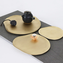 Feling home simple modern thin brass tray Nordic art tea tray light luxury decorative plate ornaments