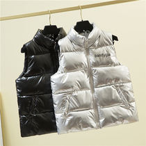 Shiny cotton vest women 2020 Autumn and Winter new middle school students short slim small horse clip vest outside wearing cotton coat