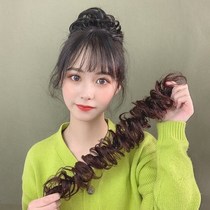 All real hair caterpillar hair ring winding ball head hair hair hair wig female flower bract fluffy hair accessories