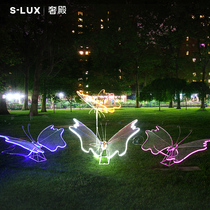 Led luminous butterfly creative pendulum piece outdoor waterproof garden floor view lamp courtyard square decorated meadow light