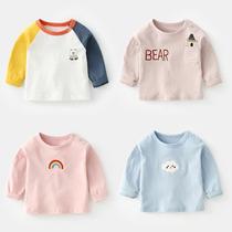 Yiqi baby long sleeve T-shirt cotton girl top 3 childrens base shirt spring baby boy childrens clothing spring and autumn