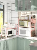 Kitchen rack retractable microwave oven shelf oven storage household double-layer countertop table rice cooker cabinet