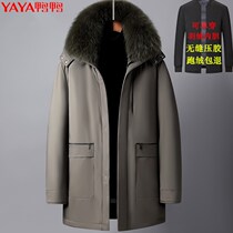 Duck duck middle-aged and elderly down jacket male long thick detachable inner middle-aged father winter white duck down coat
