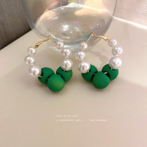 925 silver needle pearl earring earrings Korea retro personality earrings light luxury circle niche design creative earrings