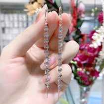 s925 Pure Silver Earline Female Long section Flow Su lip Earrings Earrings European and American Ethos Anti-Loss Earrings Mesh Red in the same ear decoration
