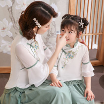 Girl Hanfu Republic of China style mother and daughter parent-child costume two-piece autumn retro improved cheongsam dress