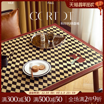 uara (Corto) ins style retro checkerboard leather table mat waterproof and oil-proof disposable tablecloth thick