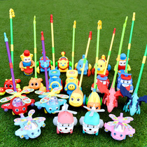 Childrens toddler hand push airplane toy push wheel push push music push monkey learn to walk with Bell tongue