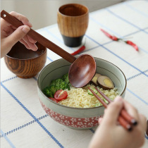 Big ramen spoon long handle wooden spoon Japanese home colander hot pot spoon eating Wooden Spoon soup spoon spoon spoon soup spoon spoon soup spoon