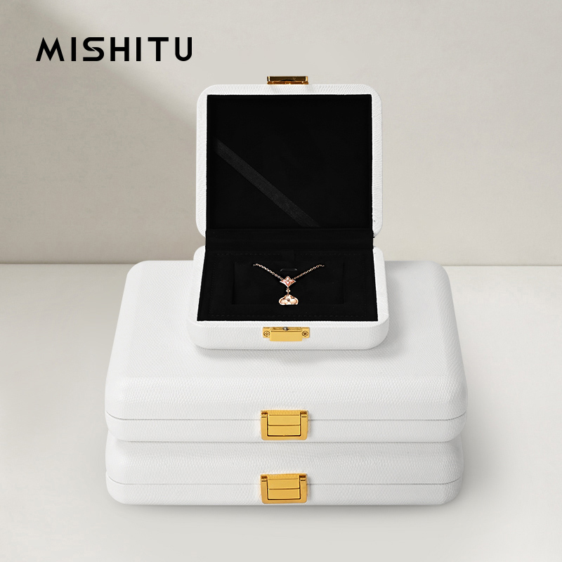 Misitu ライト高級ジュエリー包装ボックスハイエンドレザーリングネックレスイヤリングリング多機能収納ボックス