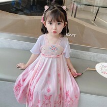 Girls Hanfu dress summer dress 2021 new childrens Chinese style costume baby summer foreign style princess skirt