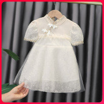 Korean girls cheongsam dress Princess skirt summer dress white foreign children little girl year old baby dress