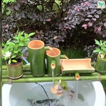Bamboo running water device Fish farming creative water wheel Water circulation Water feature Japanese landscaping pool tank basin Plant new garden