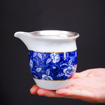 Light and luxurious cup 999 pure silver-silver-silver fair cup Jingdezhen Qingzao Porcelain Sub-Tea Ware Tea Set Health Home Tea Sea