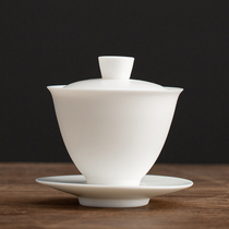 DECLEOR DeHuasu Jade Kung Fu Tea House Cover Bowl Single High-end White Porcelain Three Not Hot Tea Bowl