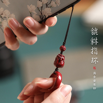 Cinnabar Pixiu mobile phone chain lanyard pendant for men and women exquisite pendant U disk shell ring buckle natal year small pendant