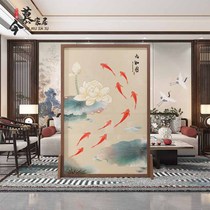 New Chinese style solid wood screen partition living room entrance door barrier simple Zen Jiuyu map seat screen